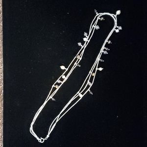 NWOT Women's Sterling Silver 3 Strand Necklace, Fresh Water Pearls and Beads